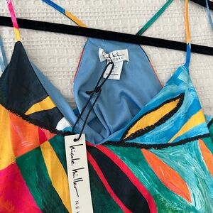 Nicole Miller New York Abstract Print Maxi Dress